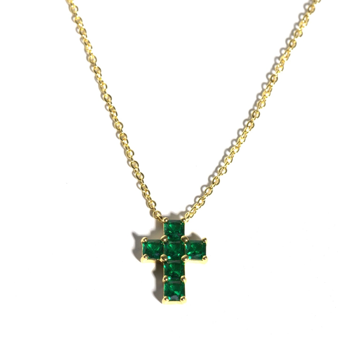 Emerald Cross Necklace