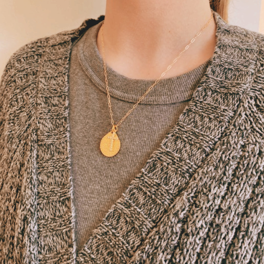 Lord's Prayer Medallion Chain with Cross