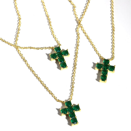 Emerald Cross Necklace