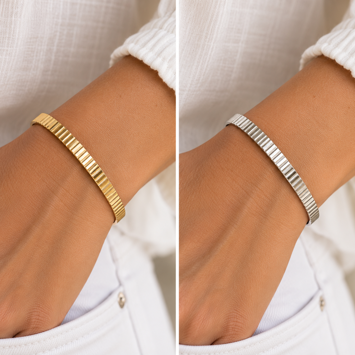 Fluted Ribbon Cuff Bracelet