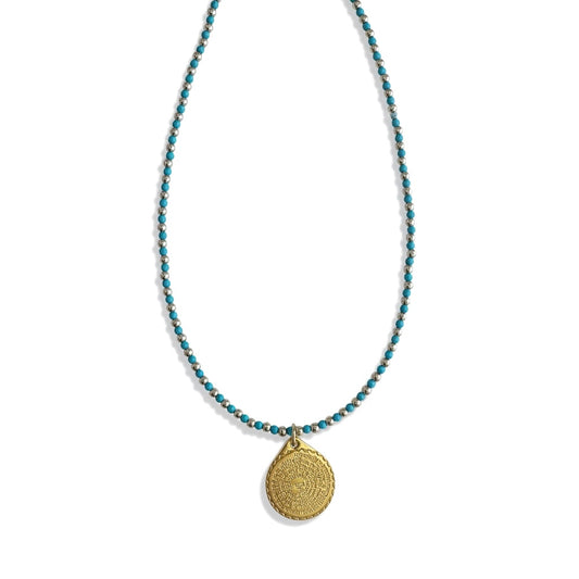 Lord's Prayer Medallion Turquoise Chain