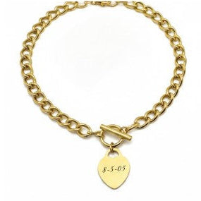 Engravable Goldie Heart Chain