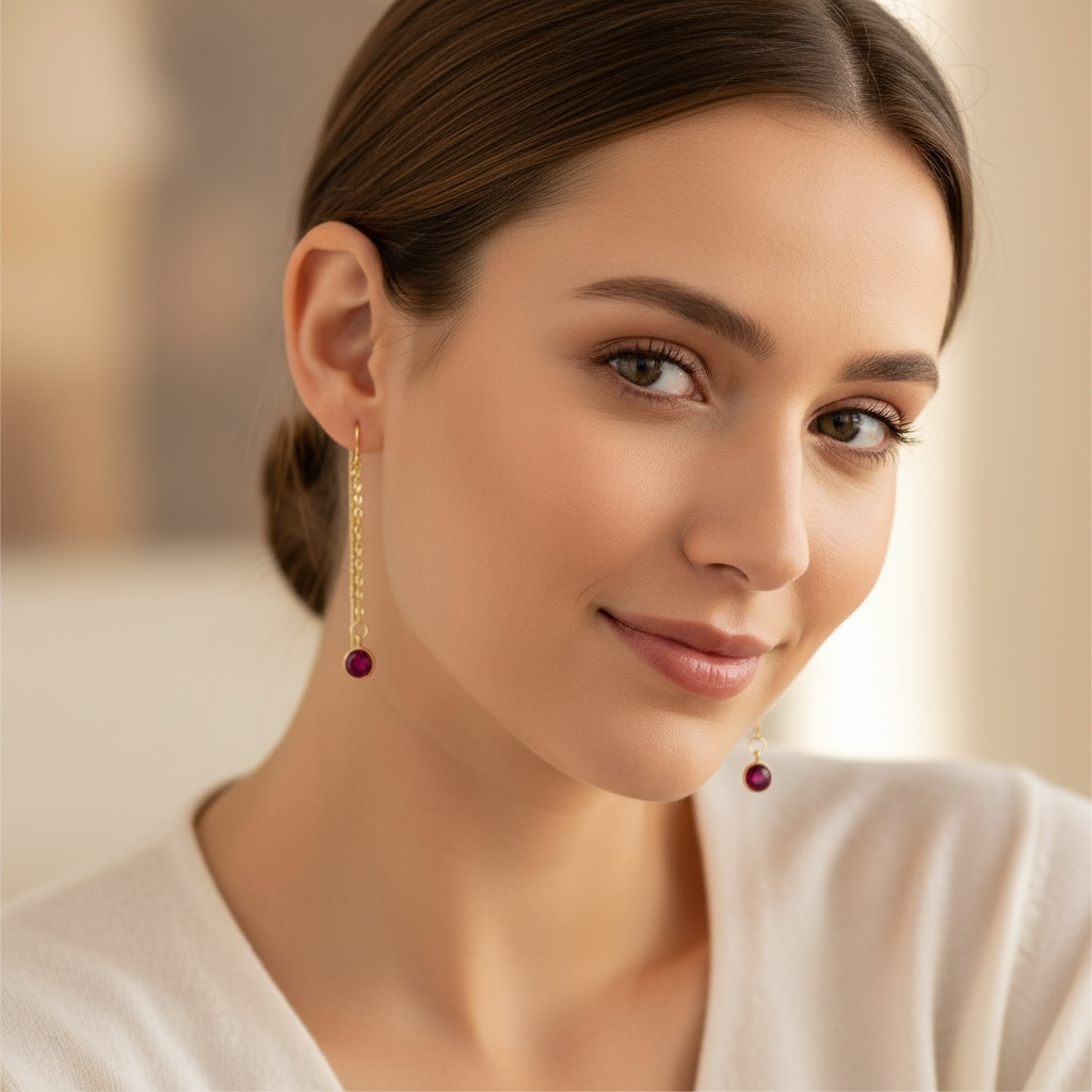 Gemstone Threader Earrings