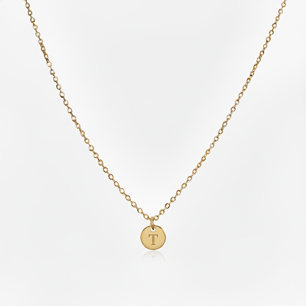 Engraved Tiny Initial Necklace