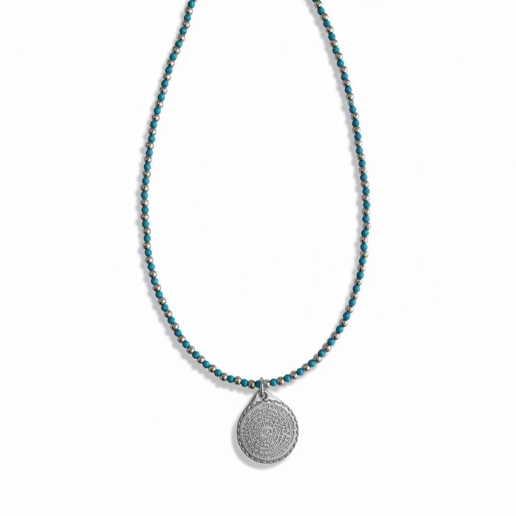 Lord's Prayer Medallion Turquoise Chain