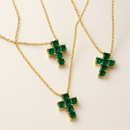 Emerald Cross Necklace