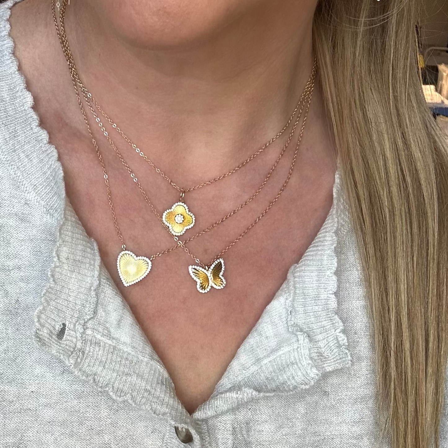 Fluted Butterfly Necklace