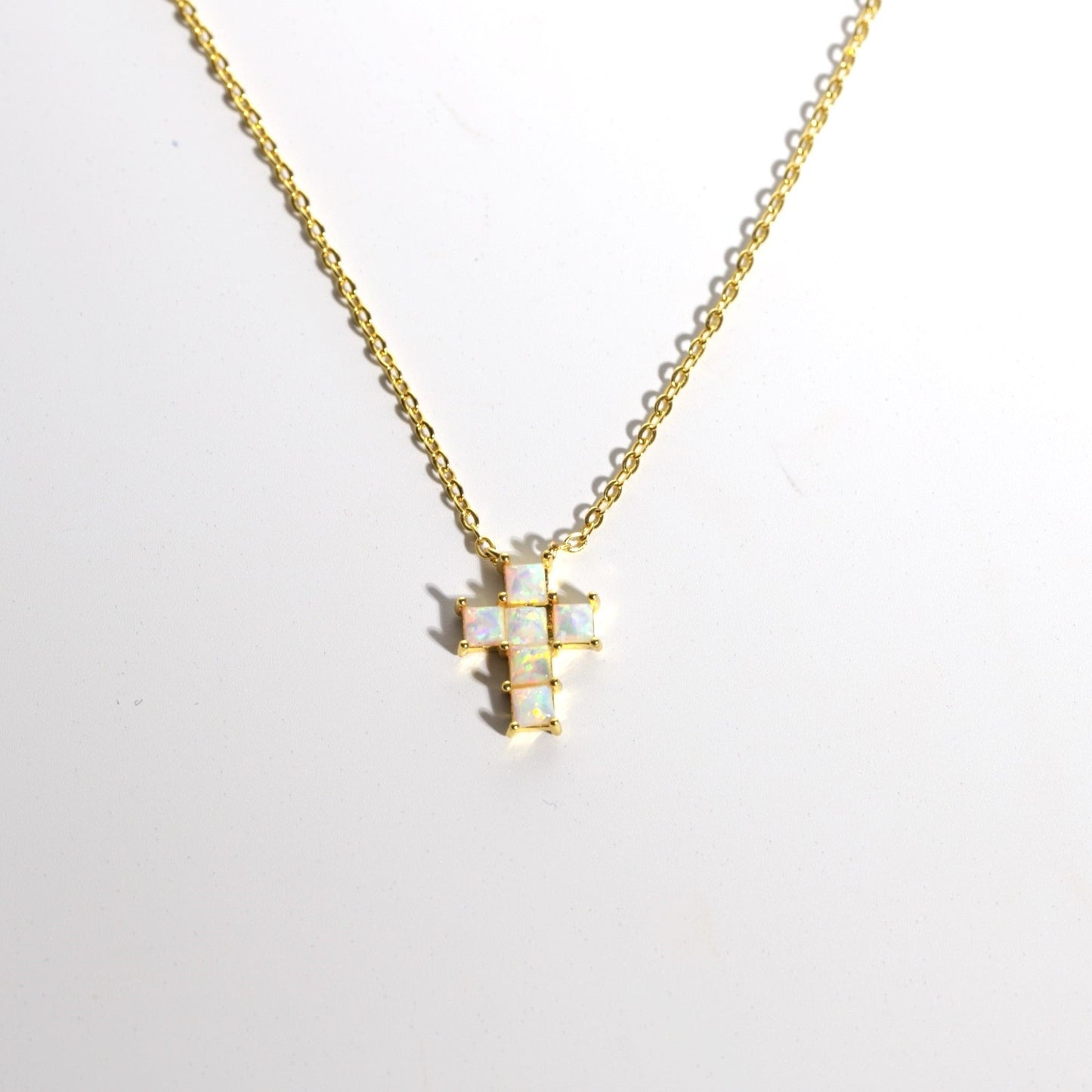 Opal Cross Necklace