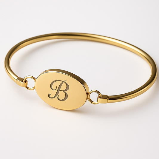Engravable Oval Gold Bracelet