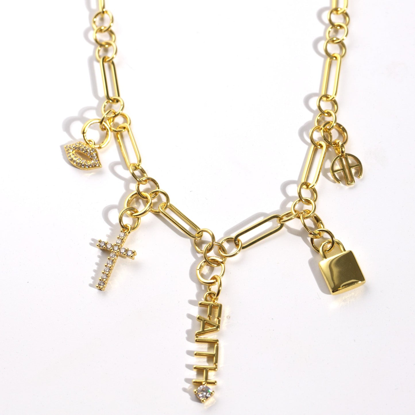 Goddess Charm Bar Rolo Link Chain