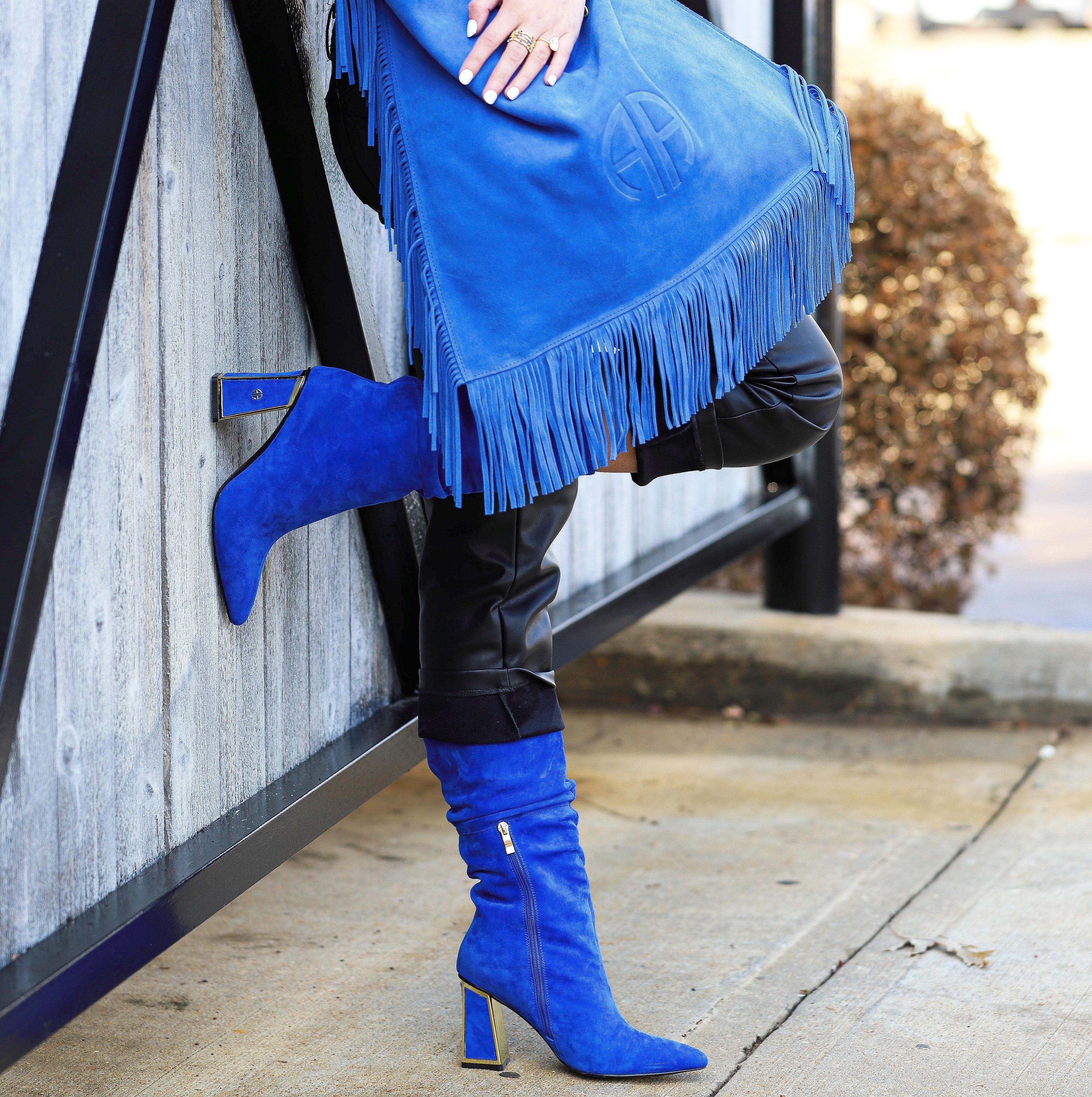 Cobalt blue suede on sale booties